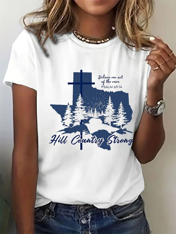 🙏💔Join us in praying for Texas.🙏Women's Texas Strong Than The Flood Print T-Shirt