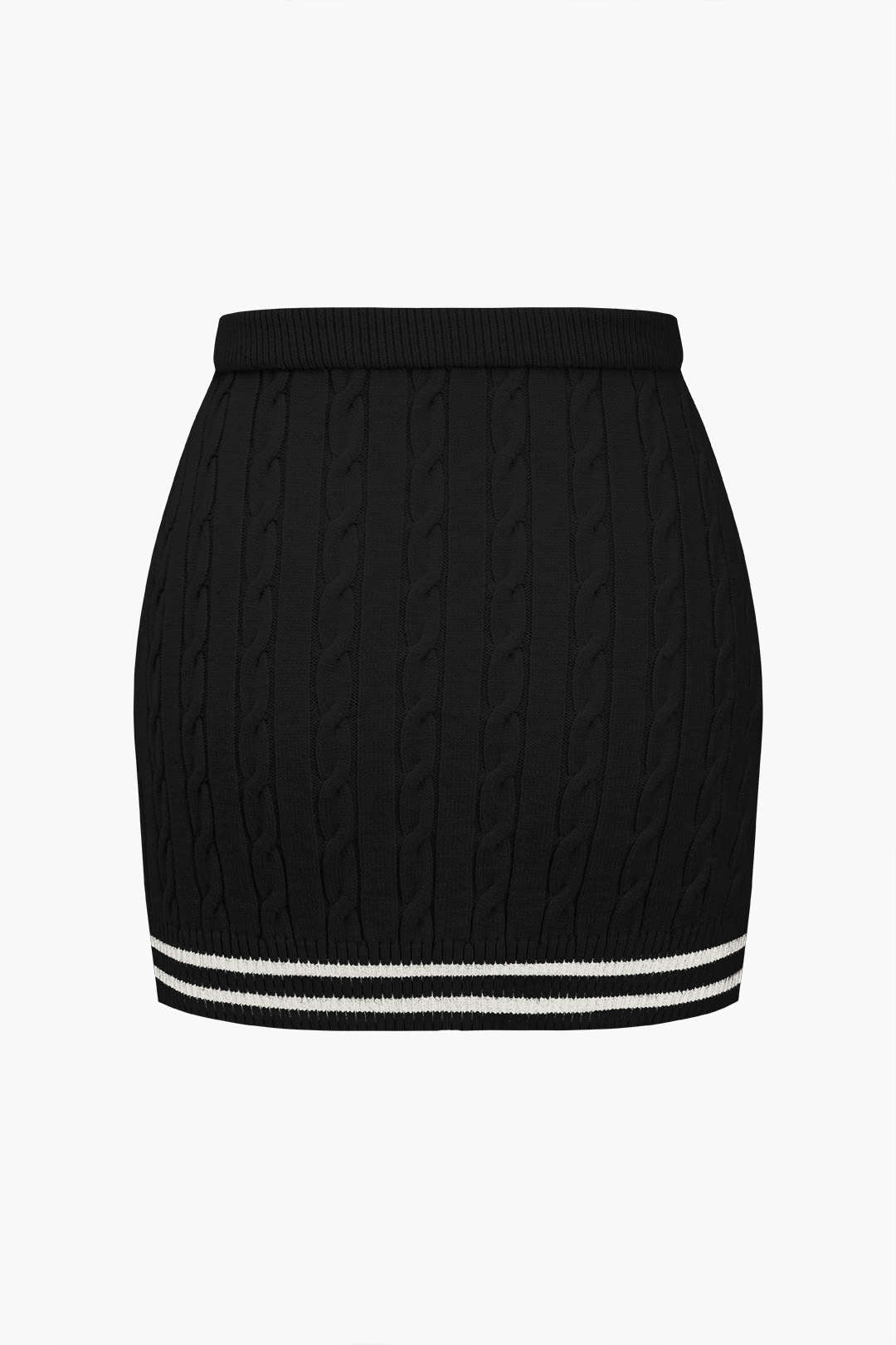 Color Block Print Knit Button Skirt