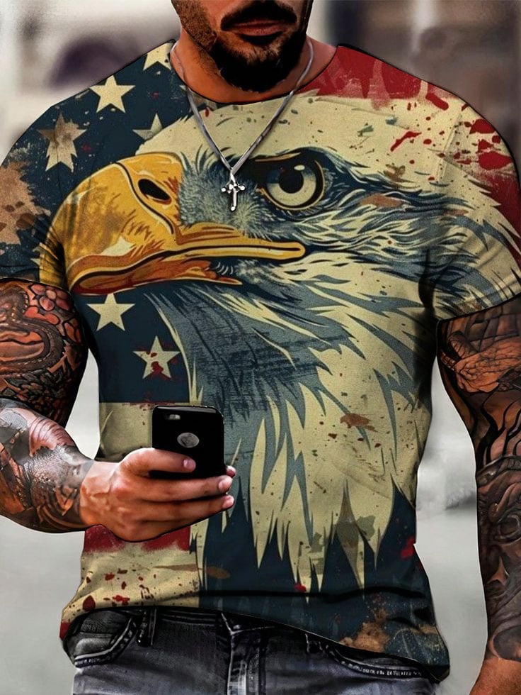Men's Vintage Skull Print Short Sleeve T-Shirt