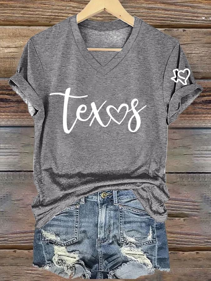 🙏💔Join us in praying for Texas.🙏Women's Texas With Heart Printed T-shirt