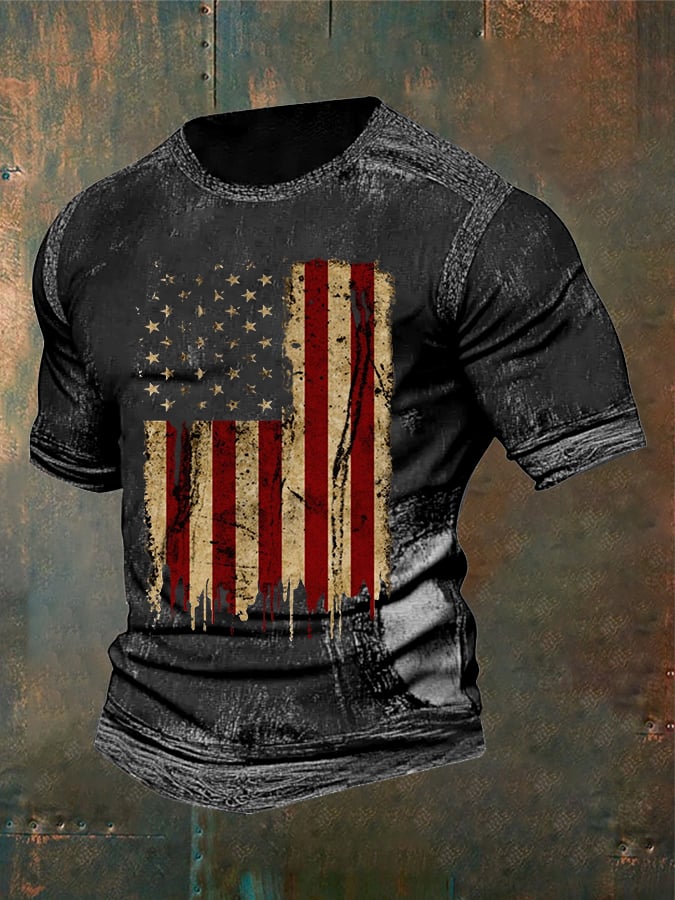 Men's Fashion Casual Retro Independence Day T-shirt