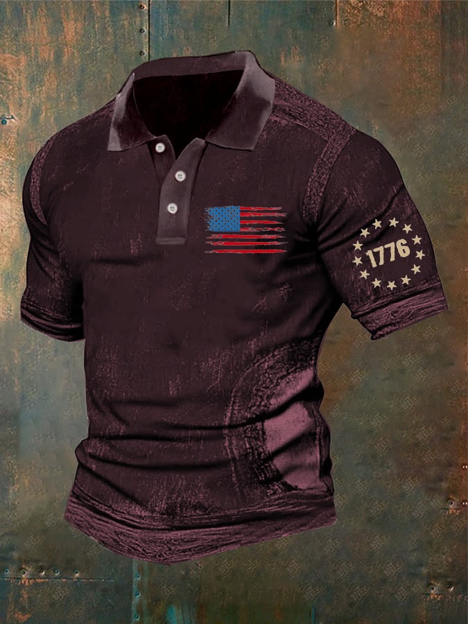 Men's Casual Retro Independence Day Polo