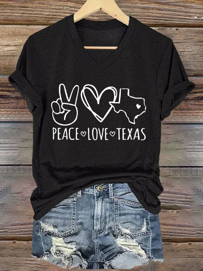 🙏💔Join us in praying for Texas.🙏Women's Love Peace Texas Printed T-shirt