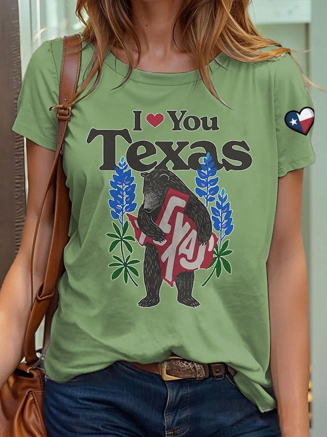 🙏💔Join us in praying for Texas.🙏Women's Retro I Love You Texas Print T-Shirt