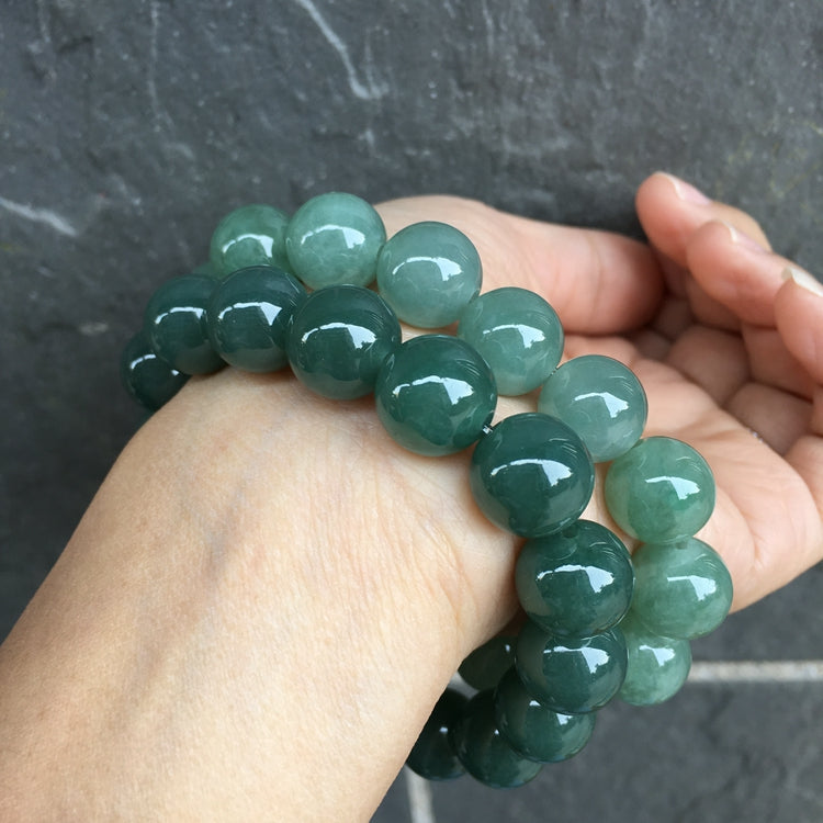 Burmese Ice Oil Jade Gemstone Bracelet, Crystal Beads Bracelet
