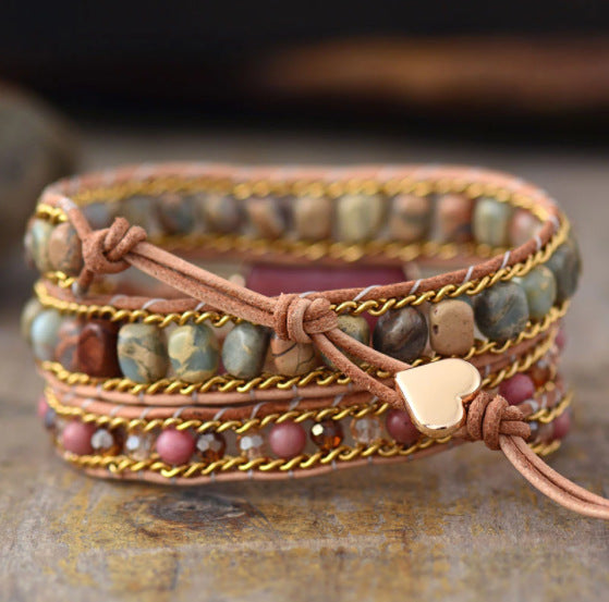 Natural Jasper Gemstone Bracelet, Crystal Beads Bracelet