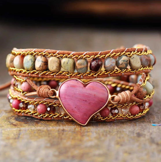 Natural Jasper Gemstone Bracelet, Crystal Beads Bracelet