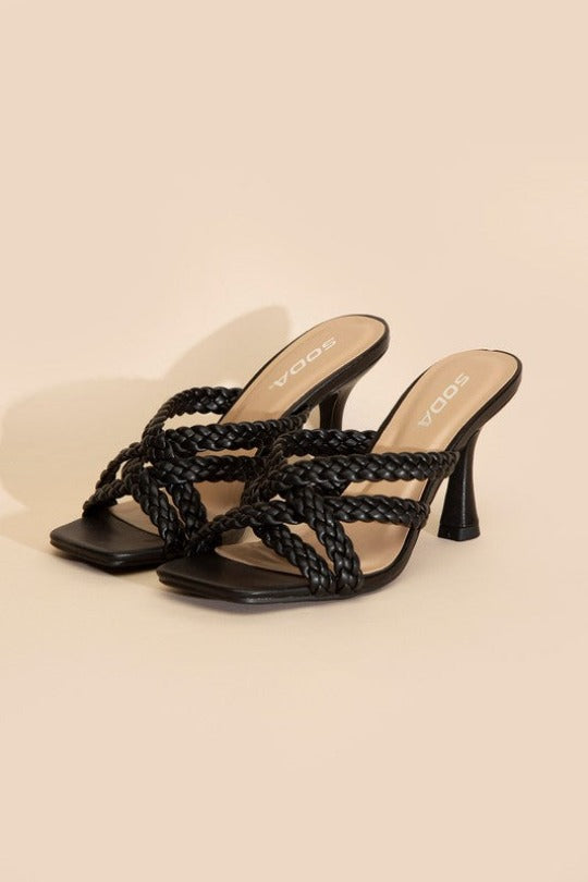 Lena Double Cross Braided Heels
