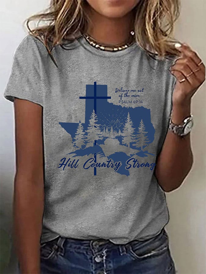 🙏💔Join us in praying for Texas.🙏Women's Texas Strong Than The Flood Print T-Shirt