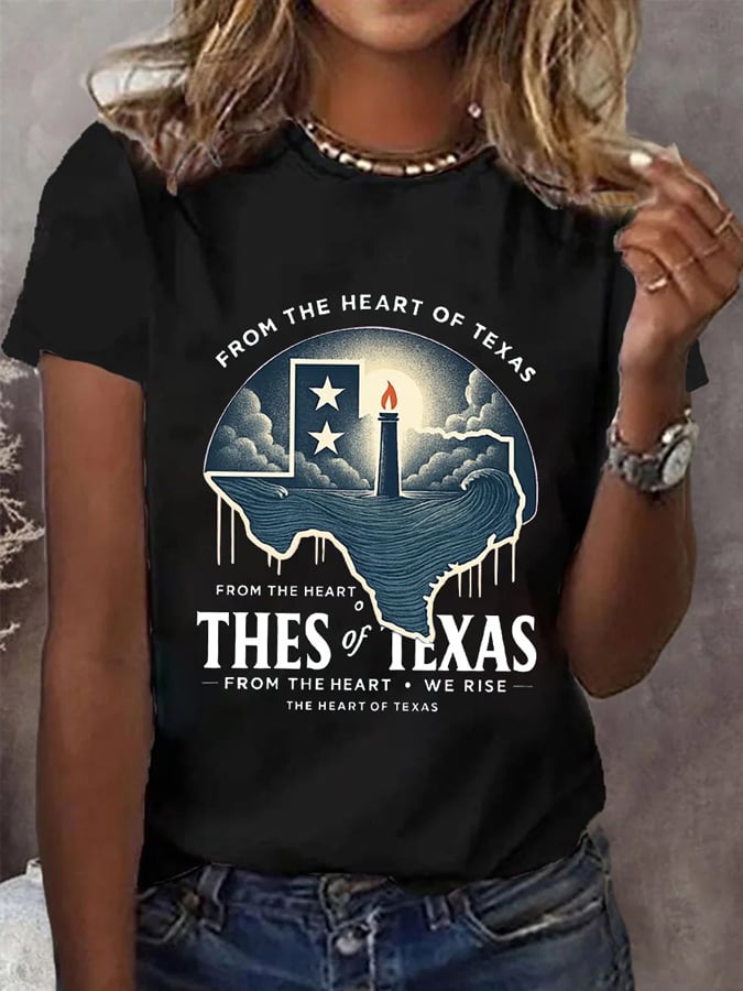 🙏💔Join us in praying for Texas.🙏Women's Texas Strong Print Crew Neck T-Shirt