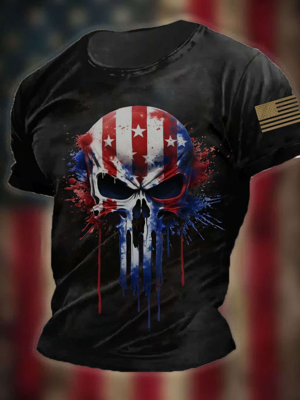 Men's Retro Motorcycle Skull Print Short Sleeve T-Shirt