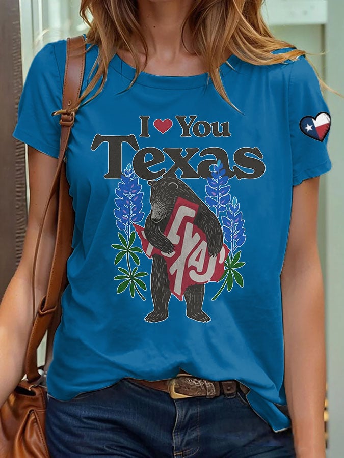 🙏💔Join us in praying for Texas.🙏Women's Retro I Love You Texas Print T-Shirt