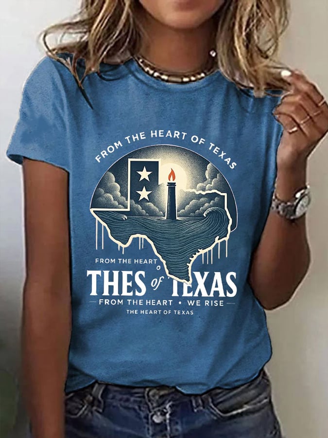 🙏💔Join us in praying for Texas.🙏Women's Texas Strong Print Crew Neck T-Shirt