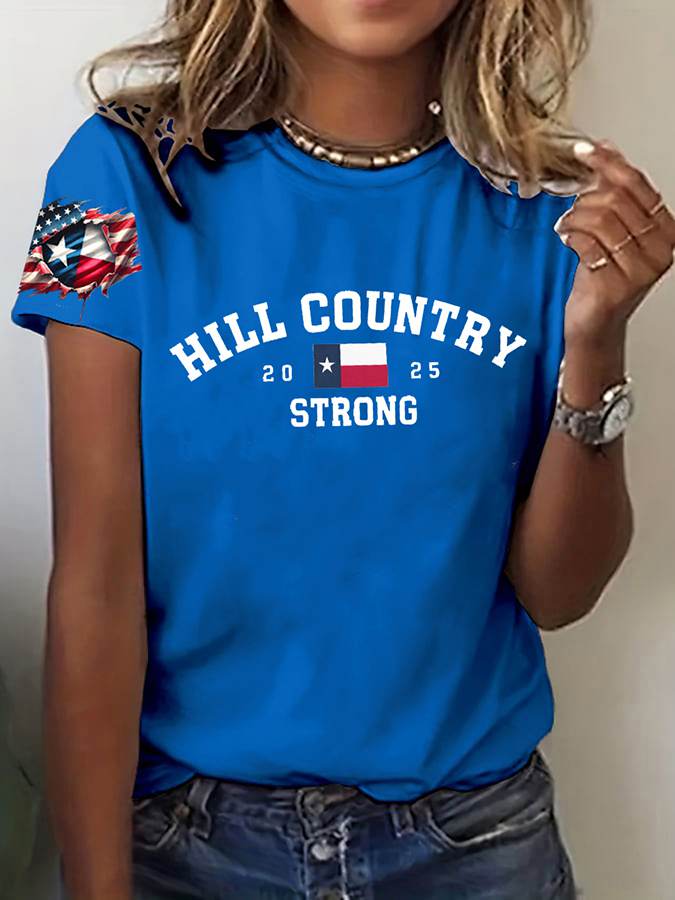 🙏💔Join us in praying for Texas.🙏Women's Texas Hill Country Strong Printed Short Sleeve T-Shirt