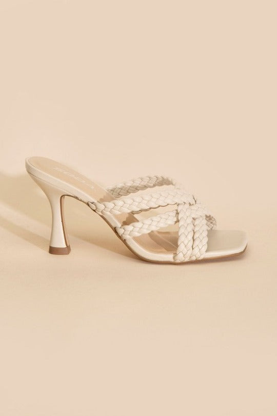 Lena Double Cross Braided Heels