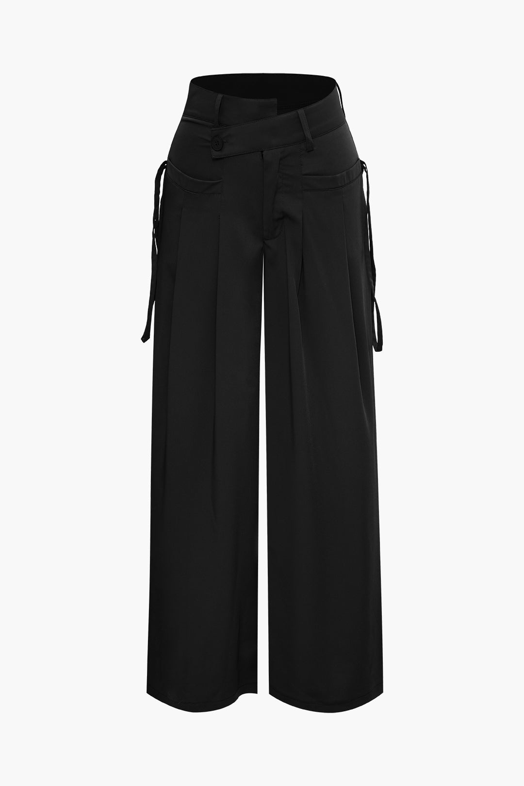 Solid Wide Leg Pocket Trousers