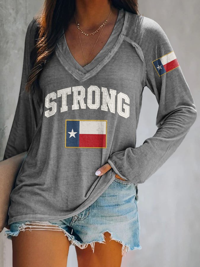 ππJoin us in praying for Texas.πV-neck Retro Texas Strong Prayers For Texas Print T-Shirt
