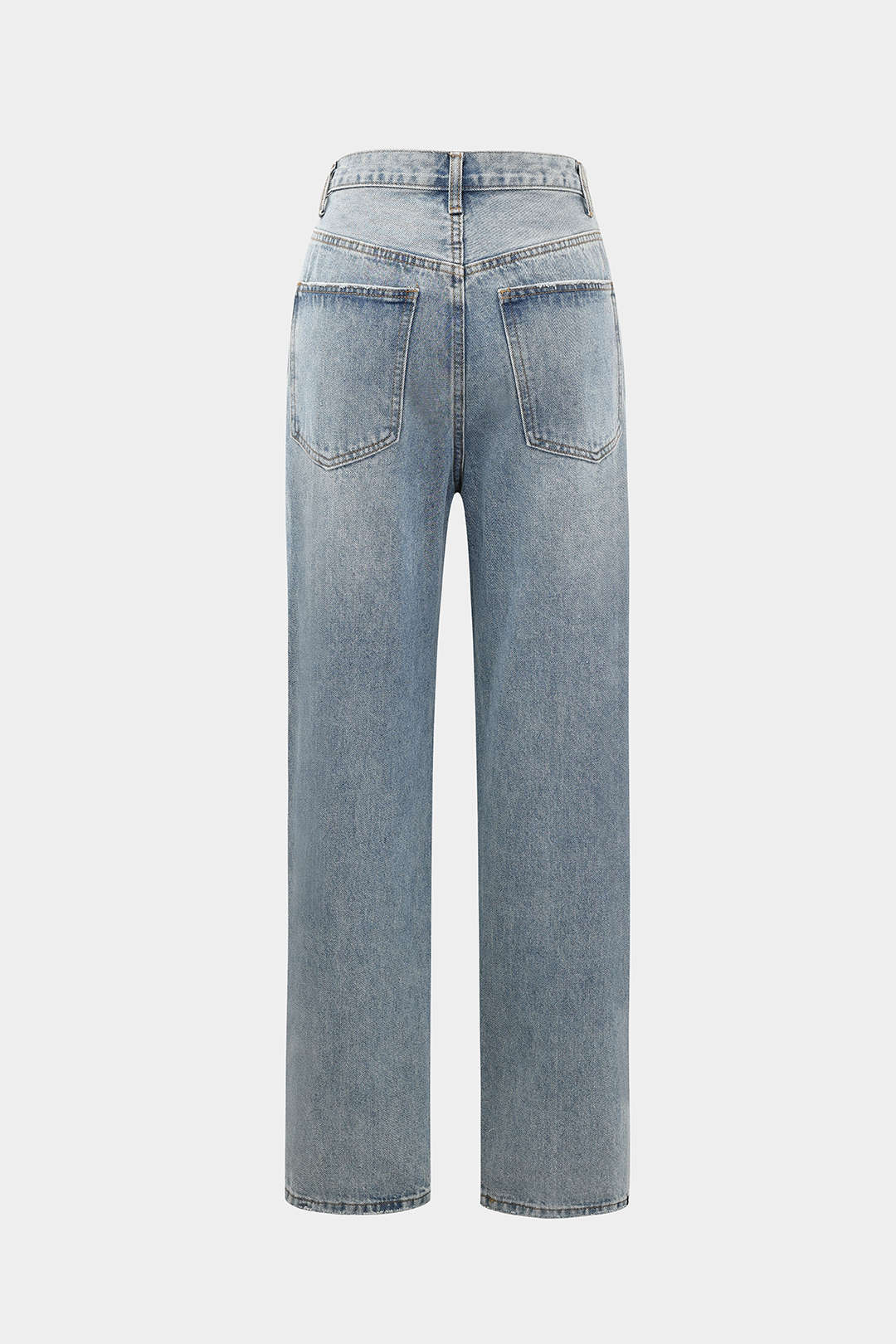 Asymmetric Waist Straight Leg Jeans