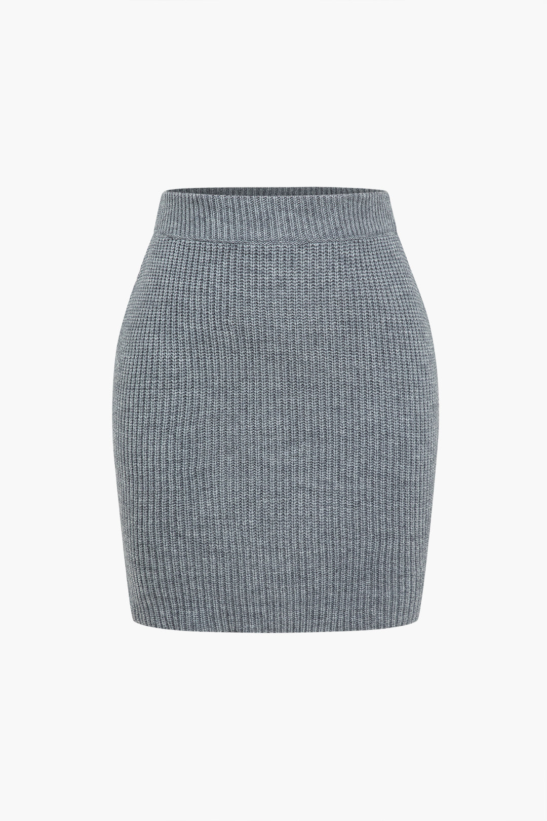 Solid Knit Button V-neck Top And Mini Skirt Set