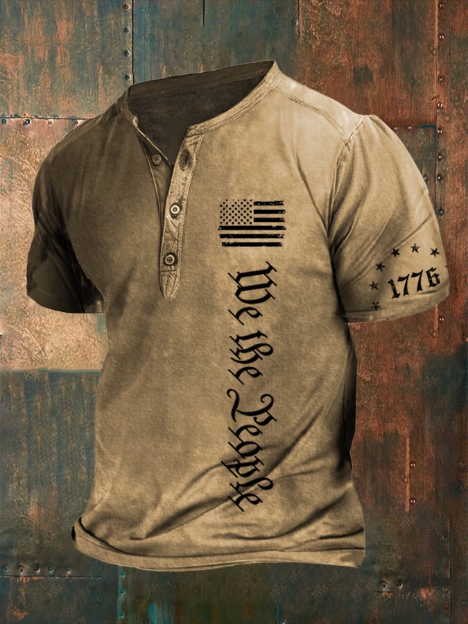 Men's We The People Independence Day Print Henley T-Shirt
