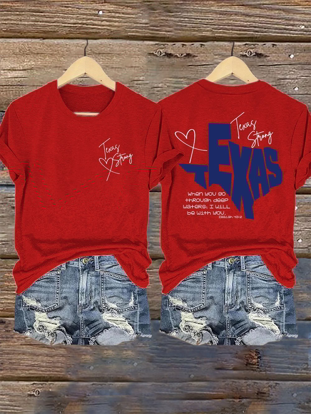 🙏💔Join us in praying for Texas.🙏Retro Texas Strong When You Go Through Deep Waters, I Will Be With You. Isaiah 43:2 Print T-Shirt