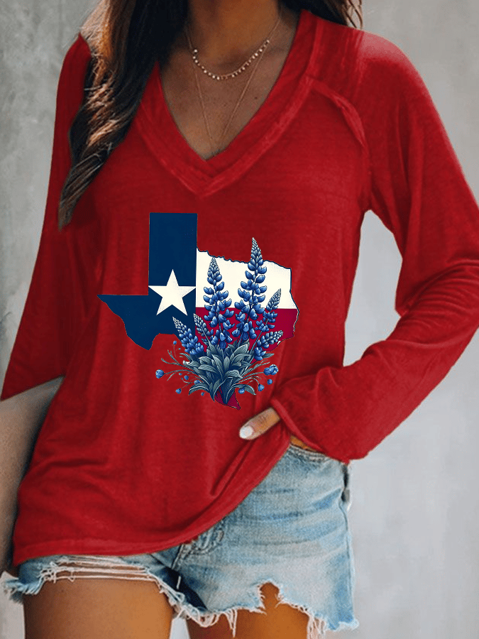 🙏💔Join us in praying for Texas.🙏Women's Texas Strong Printed V-Neck T-Shirt