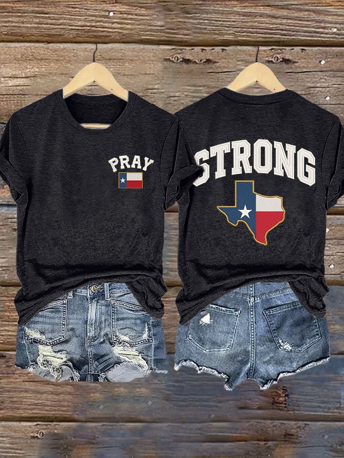 🙏💔Join us in praying for Texas.🙏Retro Pray For Texas Texas Strong Print T-Shirt