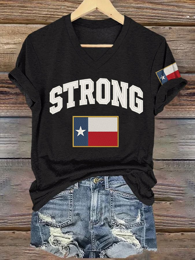 ππJoin us in praying for Texas.πV-Neck Retro Pray For Texas Texas Strong Print T-Shirt