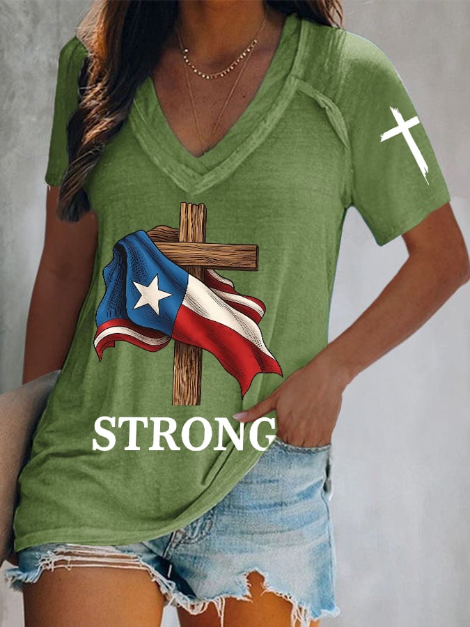 🙏💔Join us in praying for Texas.🙏Women's Texas Strong Print Short Sleeve T-Shirt