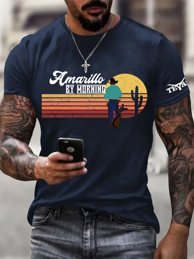 ๐๐Join us in praying for Texas.๐Men's Amarillo By Morning Print T-Shirt