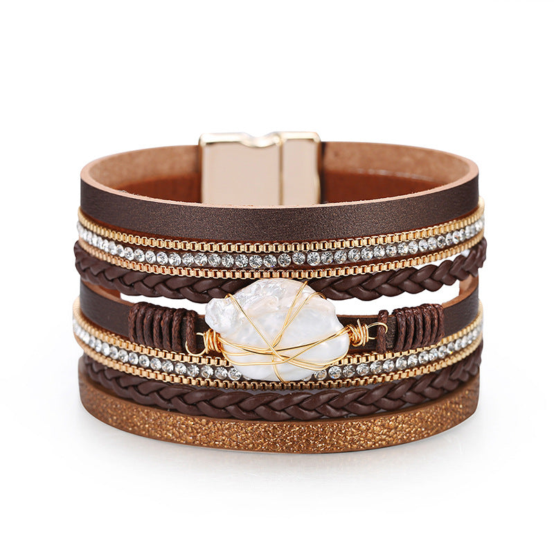 Bohemian Vegan Leather Bracelet, Boho Wrap Bracelet