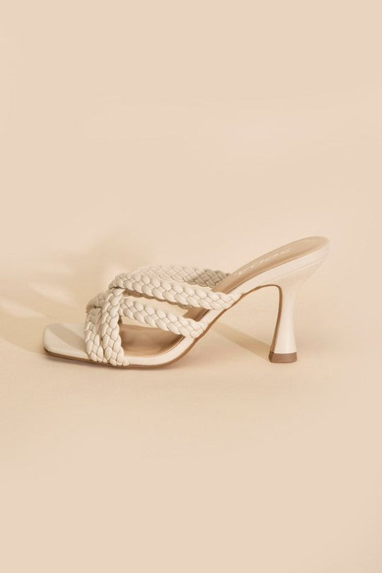 Lena Double Cross Braided Heels