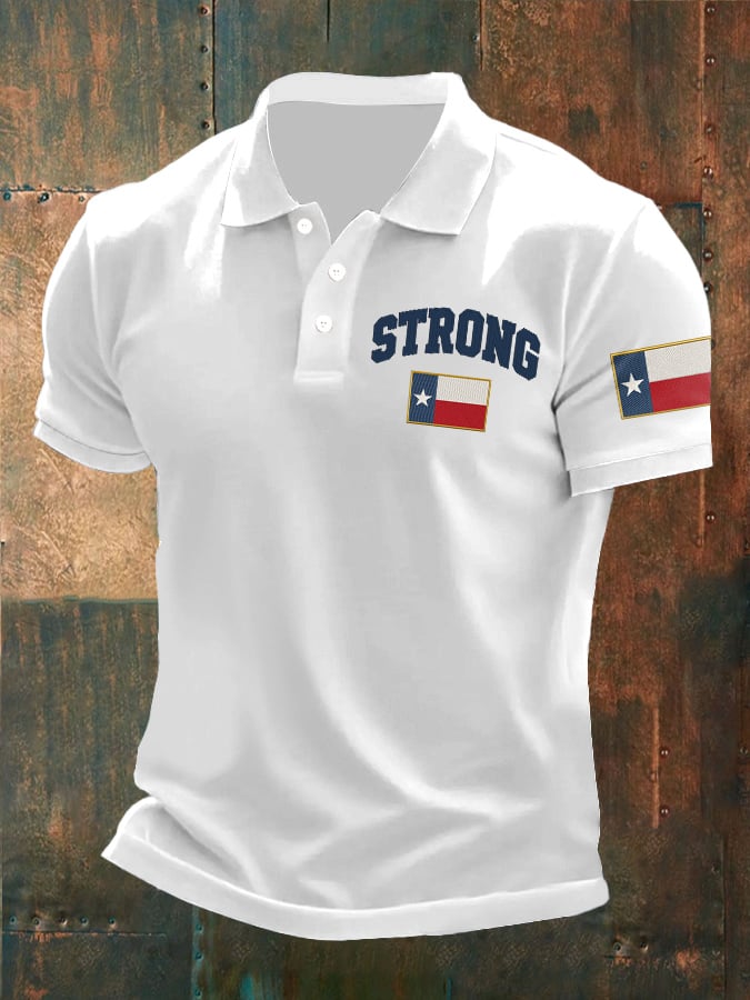 ๐๐Join us in praying for Texas.๐Men's Retro Texas Strong Printed Polo Shirt
