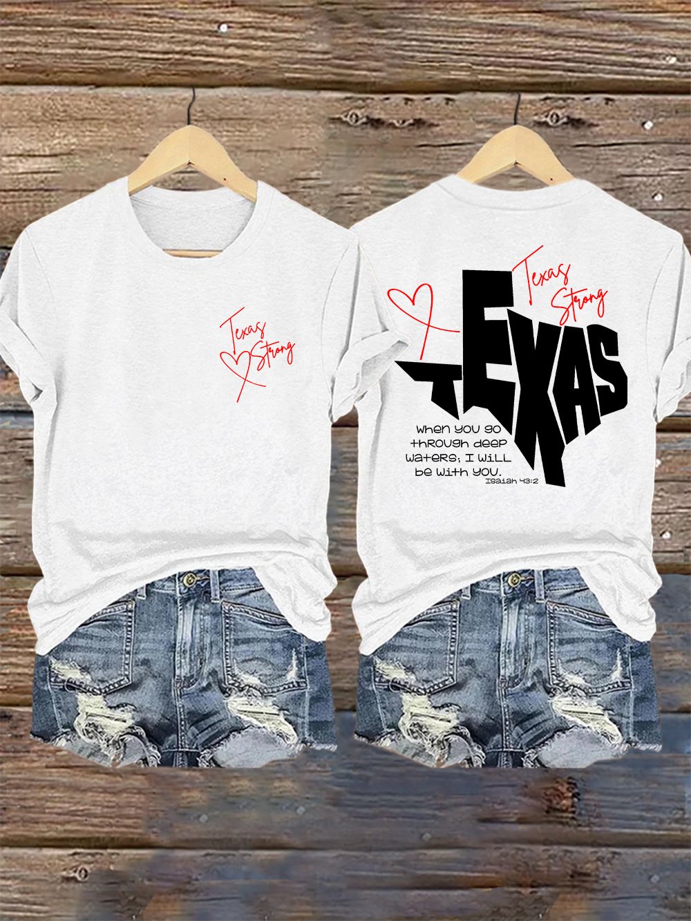 🙏💔Join us in praying for Texas.🙏Retro Texas Strong When You Go Through Deep Waters, I Will Be With You. Isaiah 43:2 Print T-Shirt