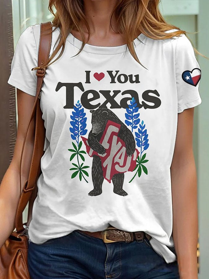 🙏💔Join us in praying for Texas.🙏Women's Retro I Love You Texas Print T-Shirt