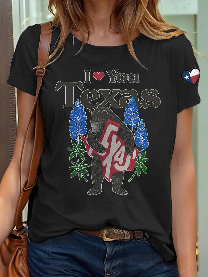 🙏💔Join us in praying for Texas.🙏Women's Retro I Love You Texas Print T-Shirt