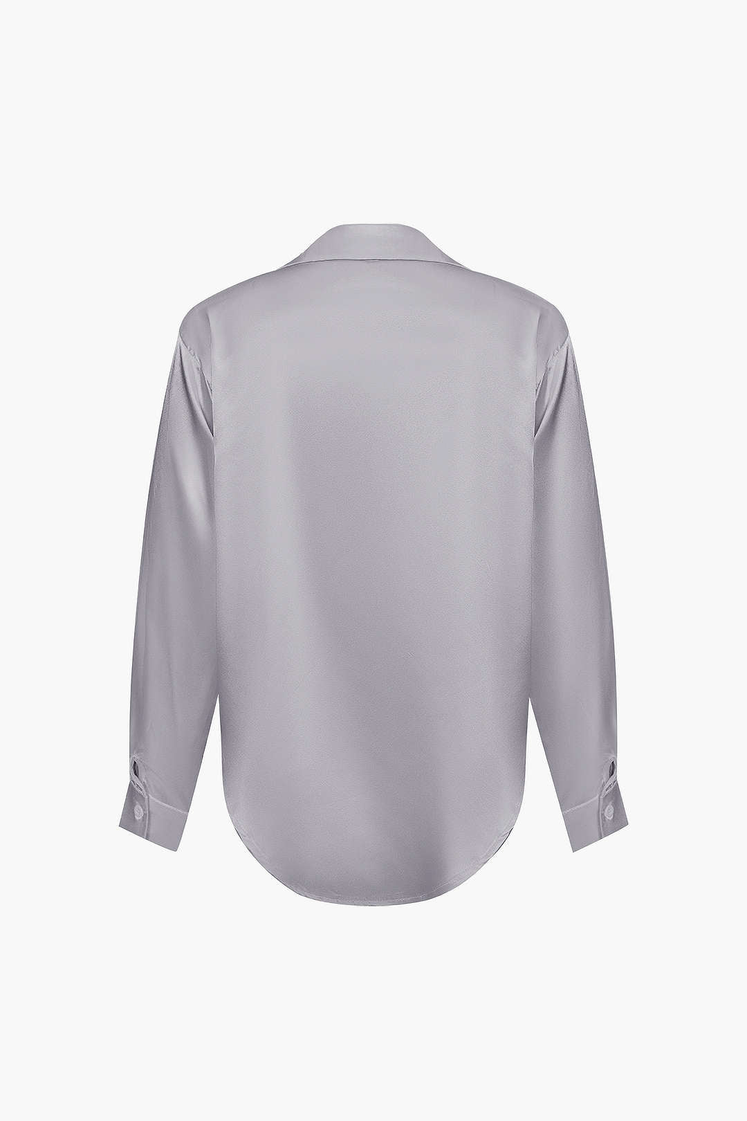 Basic Solid Satin Long-Sleeve Shirt