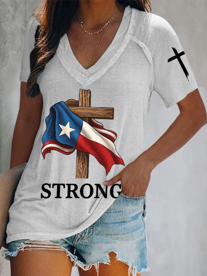 🙏💔Join us in praying for Texas.🙏Women's Texas Strong Print Short Sleeve T-Shirt