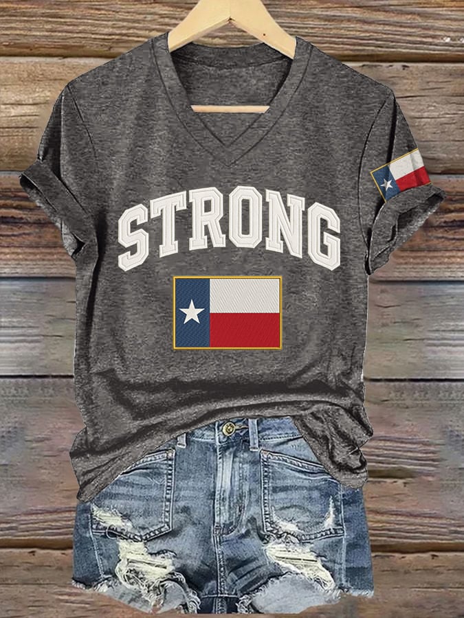 ππJoin us in praying for Texas.πV-Neck Retro Pray For Texas Texas Strong Print T-Shirt