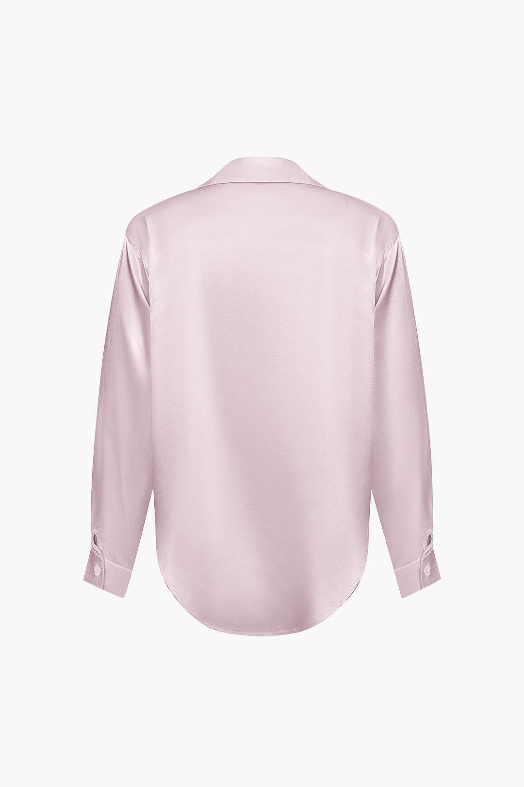 Basic Solid Satin Long-Sleeve Shirt