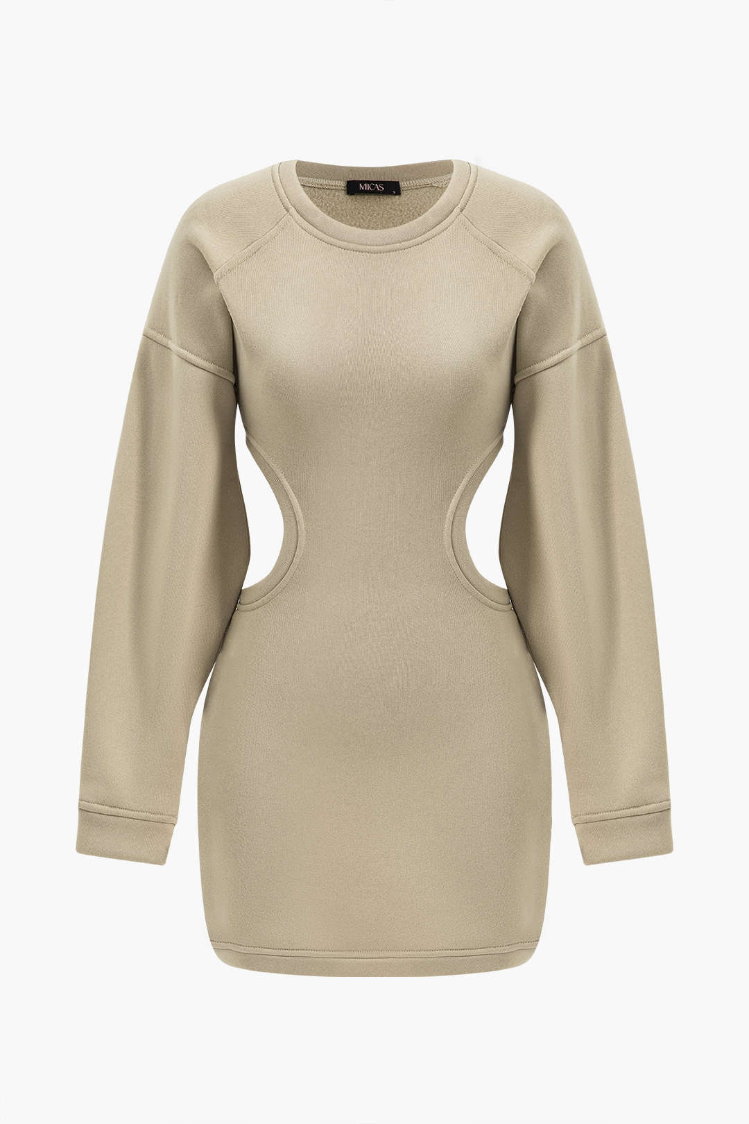 Cut Out Waist Lantern Sleeve Mini Dress