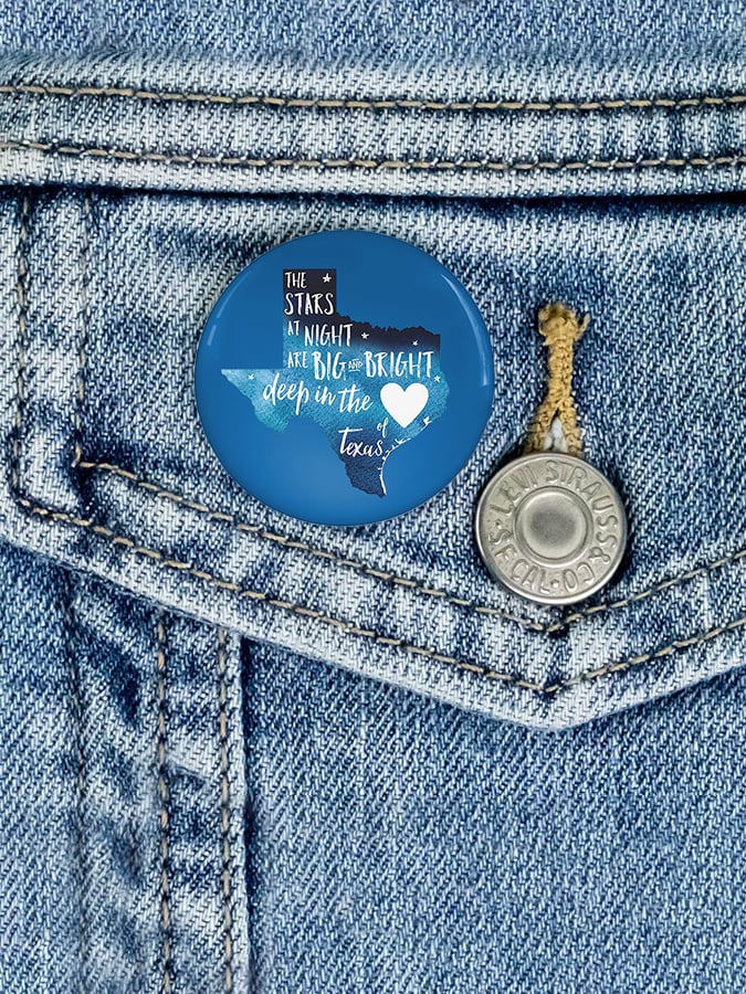 🙏💔Join us in praying for Texas.🙏Vintage Texas Strong The Stars At Night Are Big And Bright Deep In The Heart Of Texas Print Brooch