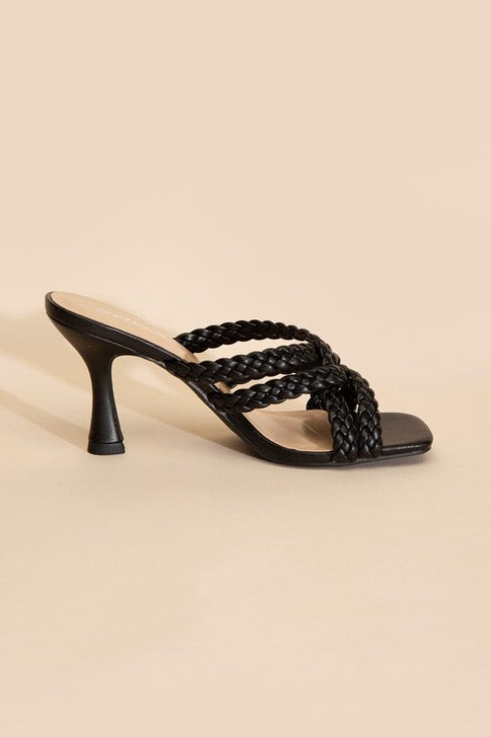 Lena Double Cross Braided Heels