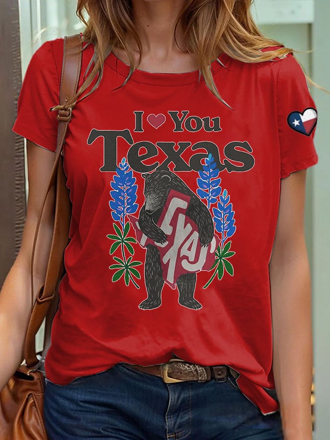 🙏💔Join us in praying for Texas.🙏Women's Retro I Love You Texas Print T-Shirt