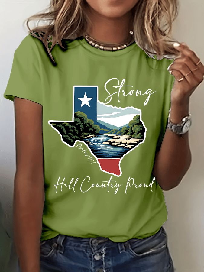 🙏💔Join us in praying for Texas.🙏Women's Texas Strong Print Crew Neck T-Shirt