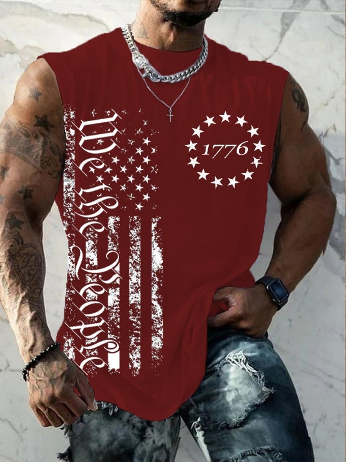 Men's Independence Day We The People Flag Print Tank Top