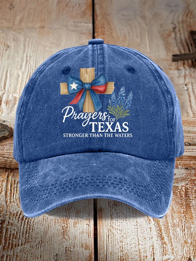 🙏💔Join us in praying for Texas.🙏Retro Texas Strong Prayers For Texas Stronger Than The Waters Print Baseball Cap