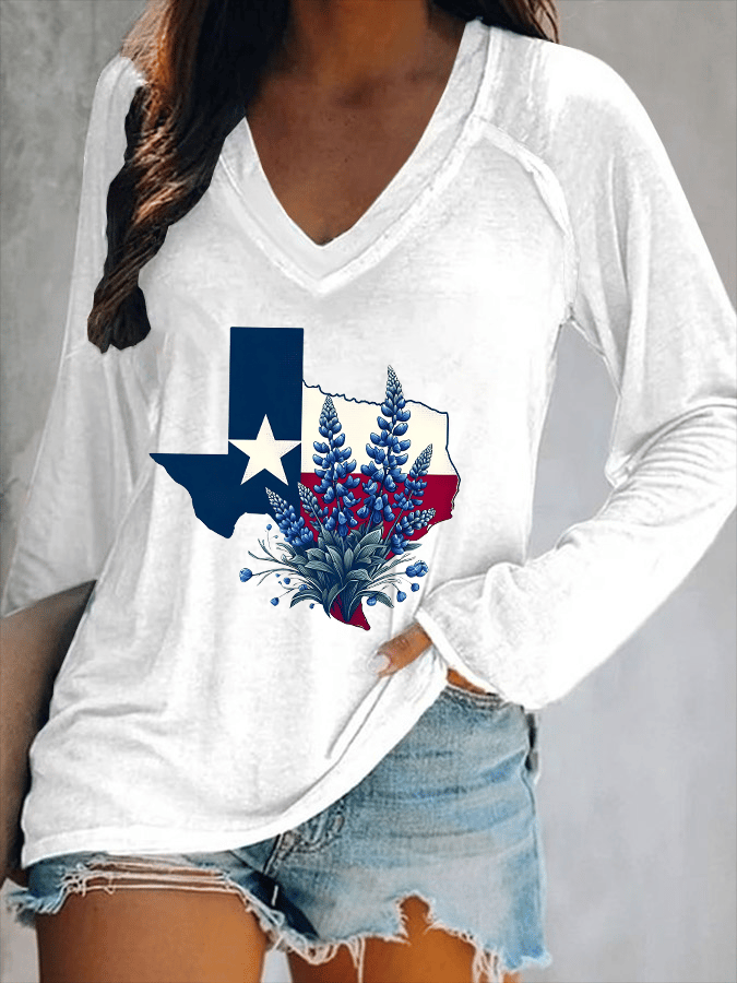 🙏💔Join us in praying for Texas.🙏Women's Texas Strong Printed V-Neck T-Shirt