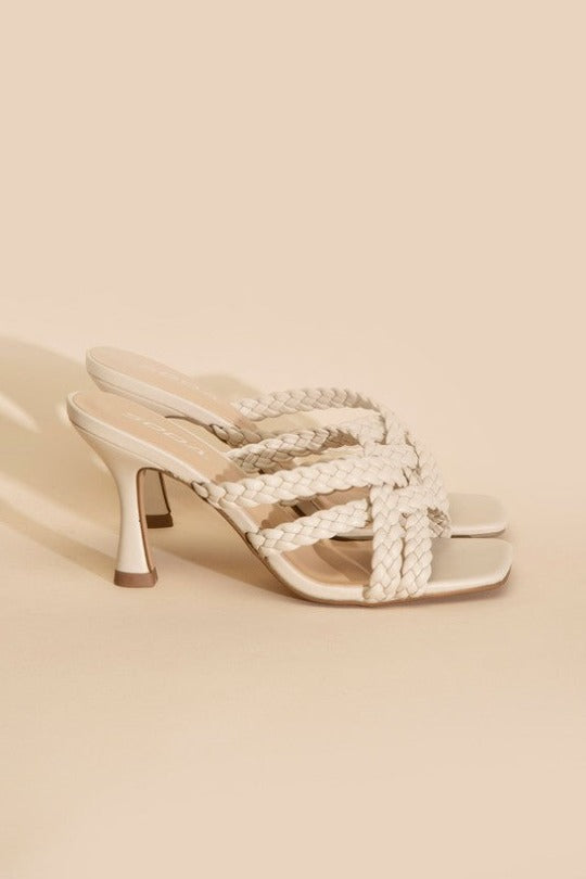 Lena Double Cross Braided Heels