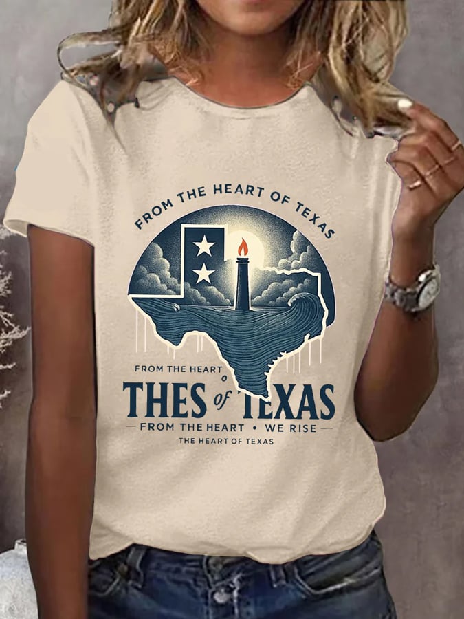 🙏💔Join us in praying for Texas.🙏Women's Texas Strong Print Crew Neck T-Shirt